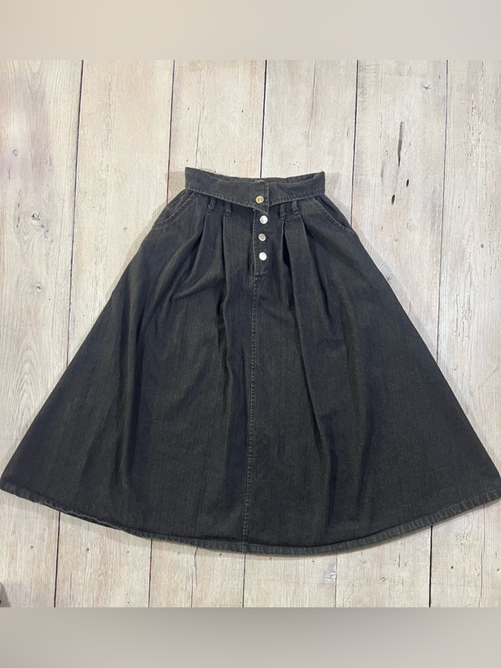 Vintage Panhandle Slim Western A-Line Pleated Button Up Skirt W/Pockets Size 8